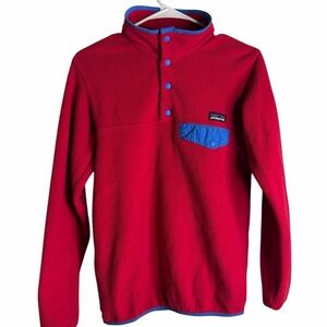 Patagonia Synchilla Snap-T Fleece Pullover Red Blue Womens XS